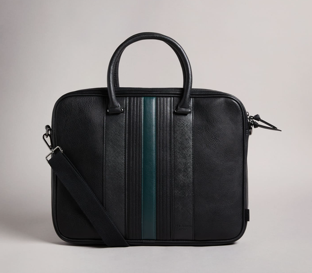Nevver striped PU document bag 