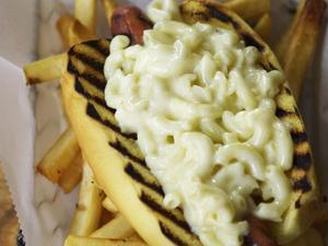 A mac'n'cheese Ditch Dog - delicious! (Image courtesy of ditch-plains.com) 