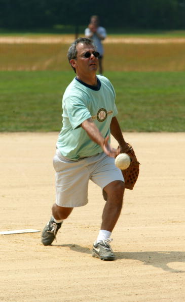 Mike Lupica Participates In 2003 Artist &amp; Writers Softball Game 