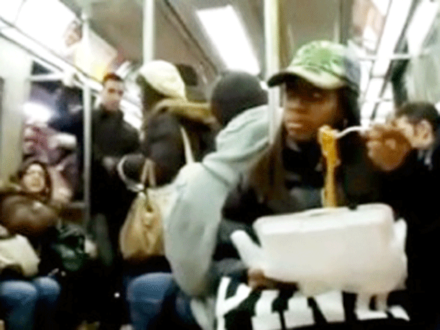 Girl Interrrupted: Spaghetti dinner gets physical on NYC subway train 