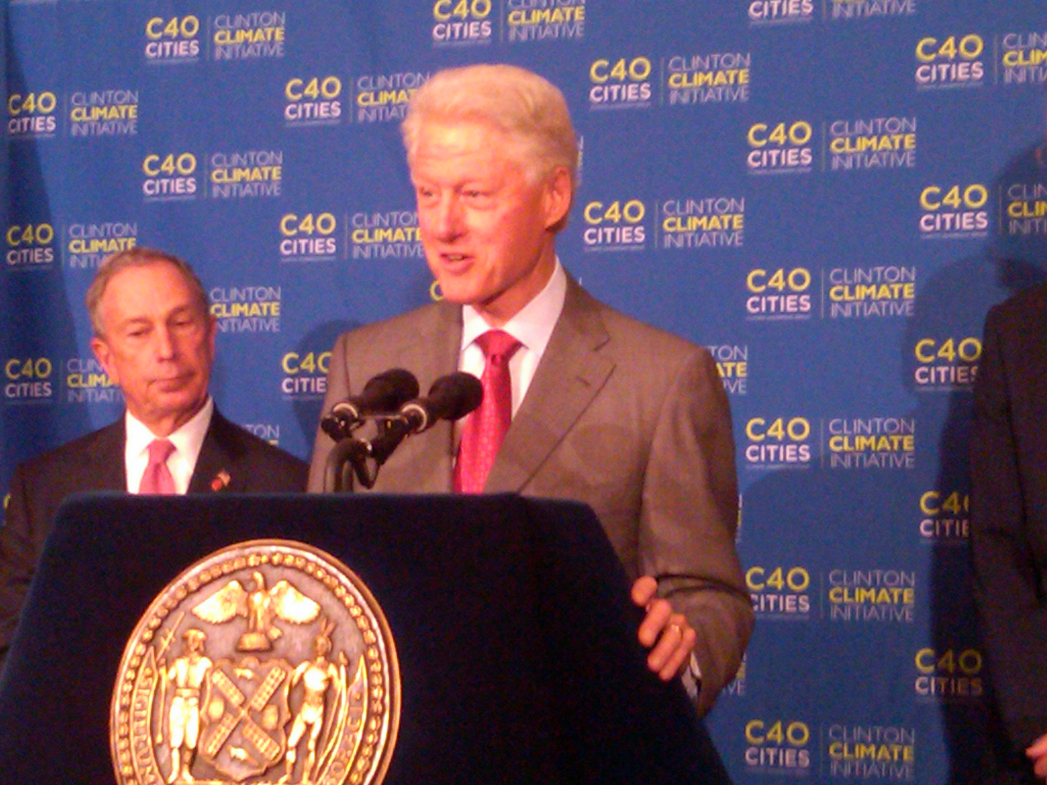 Michael Bloomberg and Bill Clinton at Gracie Mansion 