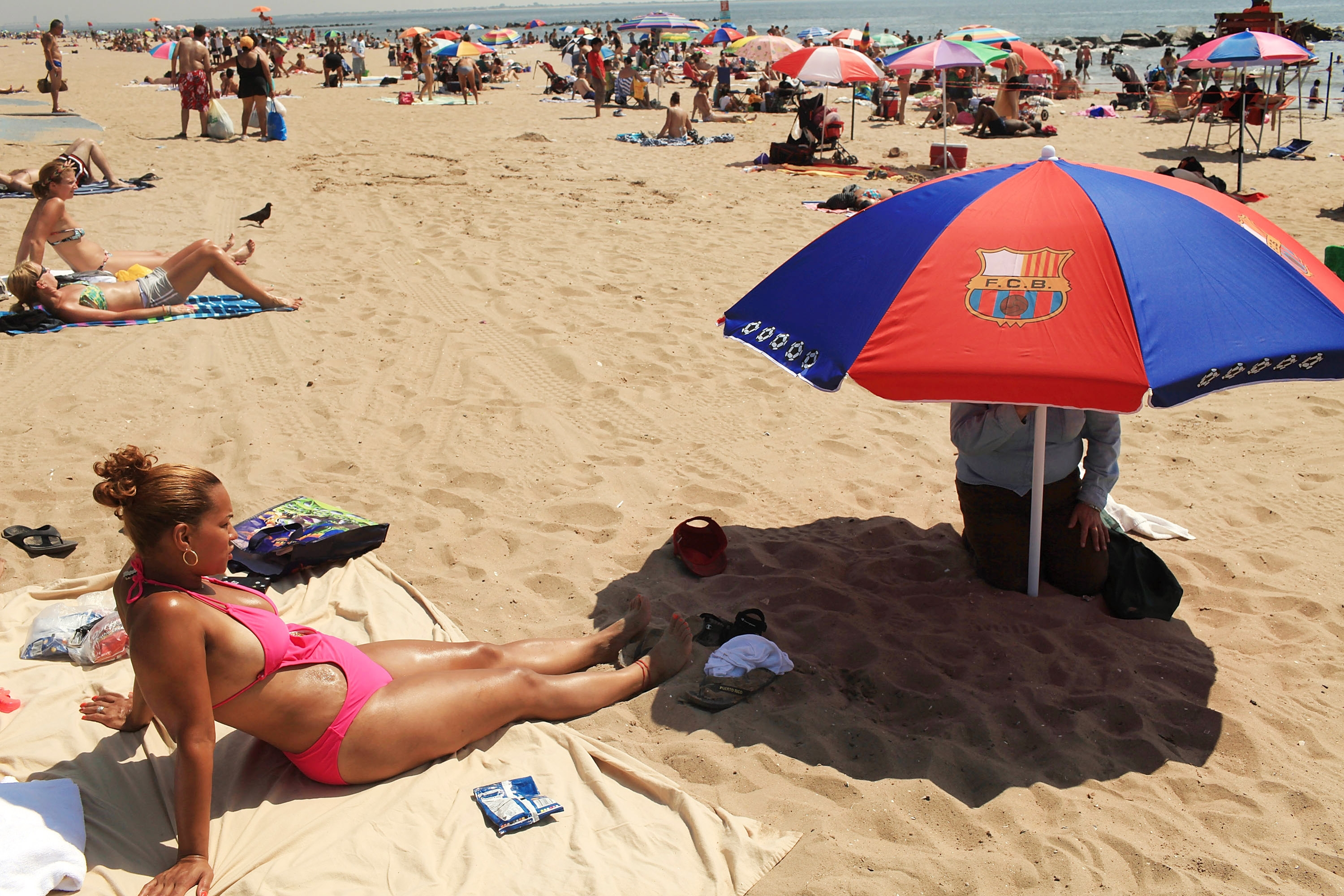 Beachgoers at Coney Island 