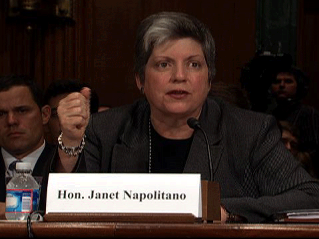 Homeland Security Chief Janet Napolitano speaks at  House Judiciary Committee Oversight hearing, Oct. 19, 2011. 