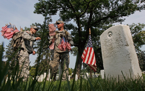 American Flags Placed At Graves At Arlington Nat'l Cemetery For Memorial Day 