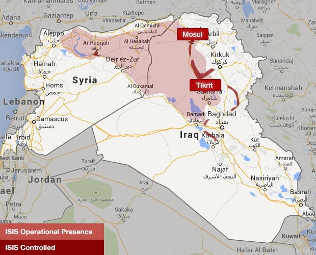 ISIS presence in Iraq and Syria 