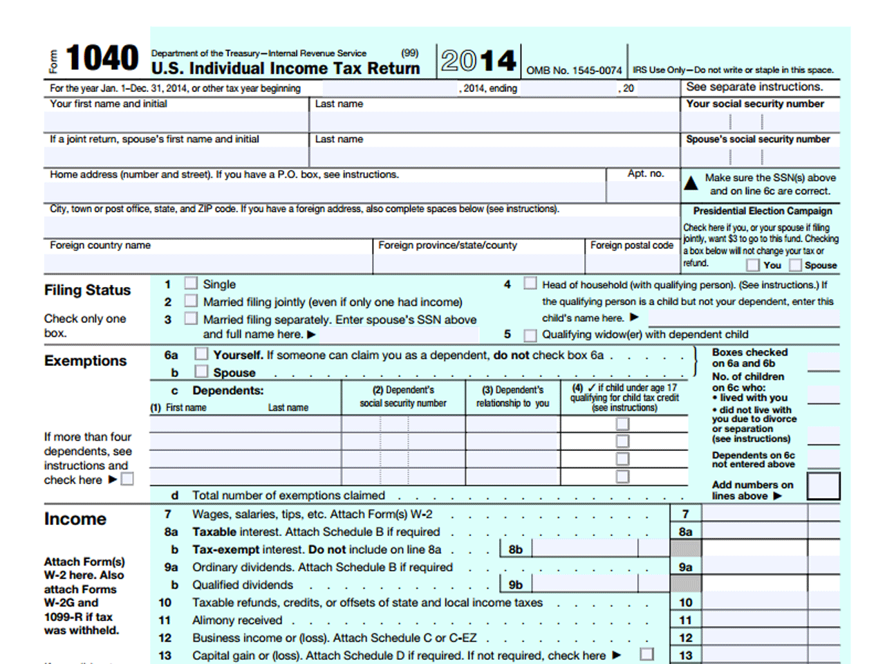 tax form list