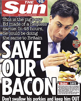 The pre-election front page of Britain's "The Sun" tabloid 