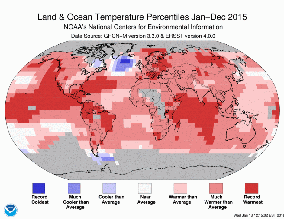 land ocean temperatures 