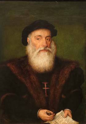 A painting depicts 16th century Portuguese explorer Vasco de Gama 