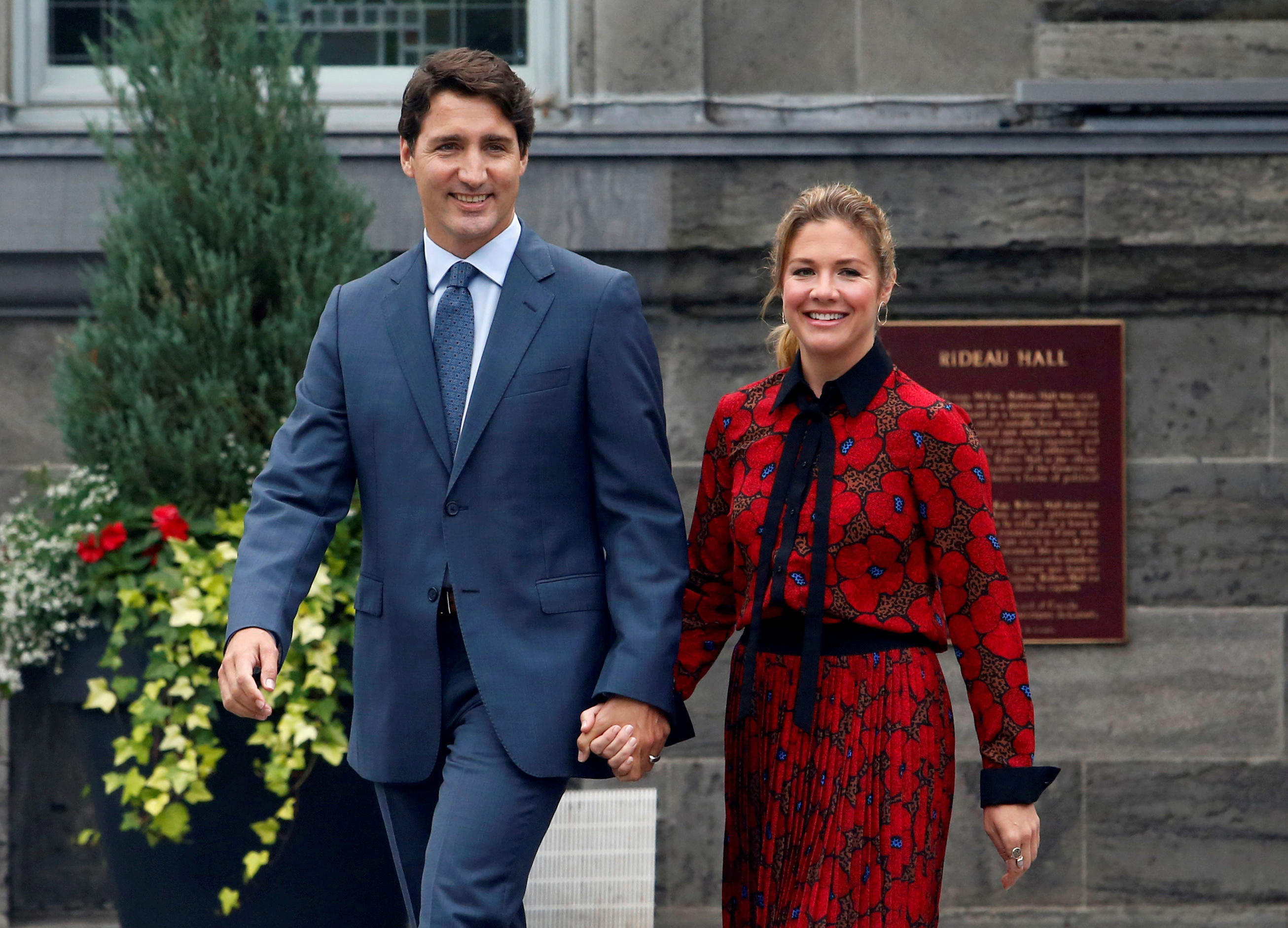 FILE PHOTO: Canada's PM Justin Trudeau and his wife Sophie Gregoire Trudeau leave Rideau Hall in Ottawa 