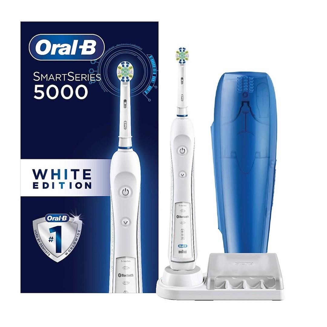 Oral-B Pro 5000 Smartseries Power Rechargeable Electric Toothbrush with Bluetooth Connectivity, White Edition 