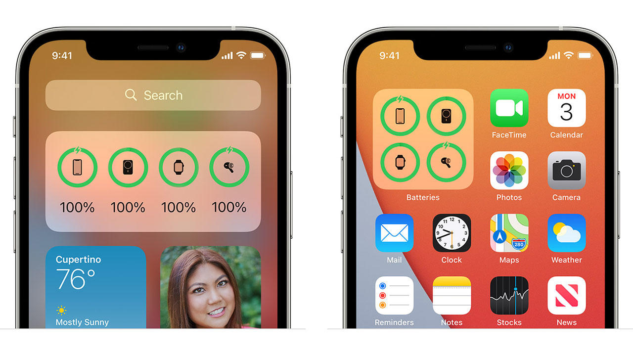 iOS Battery widget on Apple iPhone 