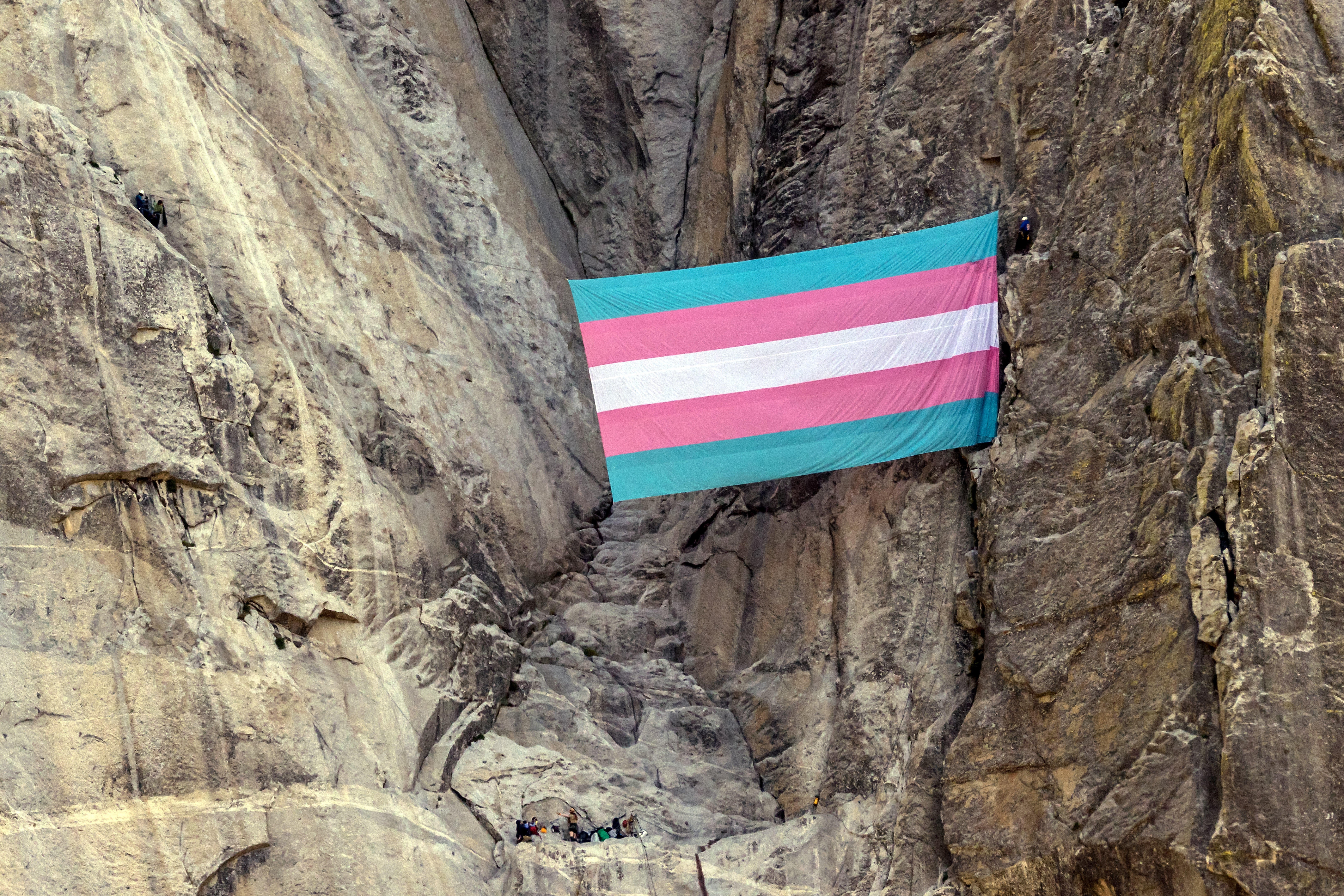 Trans Flag Hung From El Capitan 