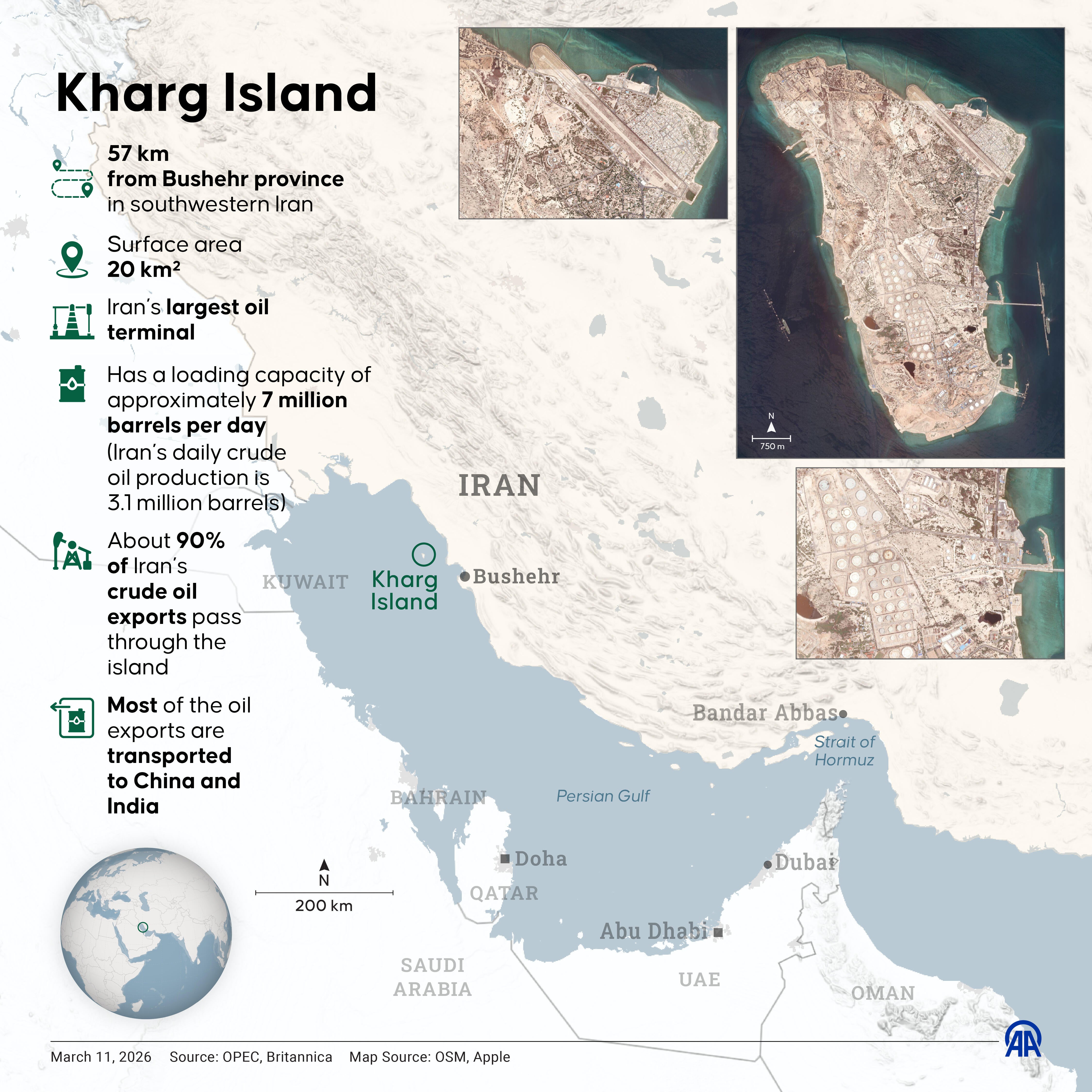 Kharg Island map 