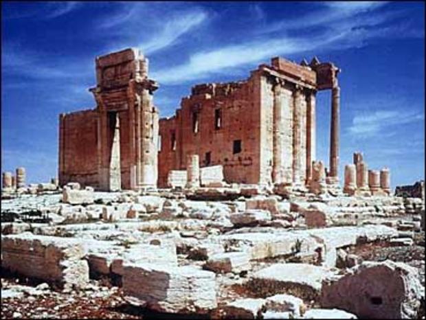 The ruins of the Temple of Bel, in the ancient city of Palmyra, Syria 