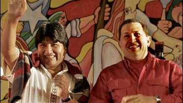 Hugo Chavez and Evo Morales 