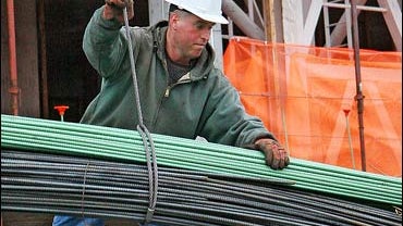 construction worker on skyscraper 