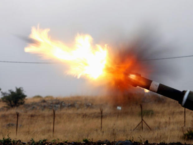 An Israeli mobile artillery unit fires 155mm shells towards Hezbollah targets in southern Lebanon 