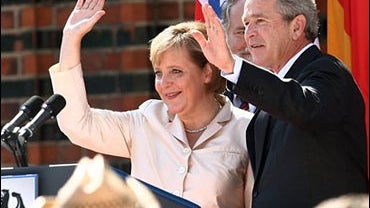 U.S. President George W. Bush, right, and German Chancellor Angela Merkel 