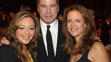 Actors Leah Remini, John Travolta and Kelly Preston 