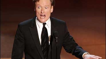 Conan O'Brien on stage at the Emmys in 2005 