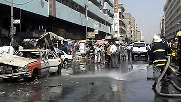 Aftermath of bomb blast near Shurja main market 