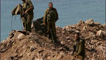 Israeli soldiers on a hilltop in Lebanon 