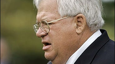 House Speaker Dennis Hastert addresses the media 