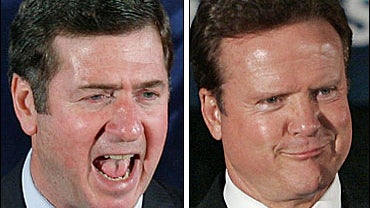 Sen. George Allen (R-VA) speaks after voting results showed a very close race November 7, 2006 in Richmond, Virginia. 