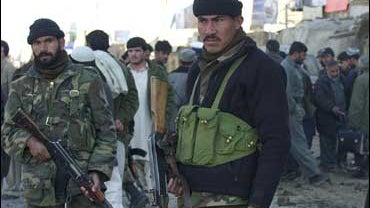 Afghan soldiers at blast site 