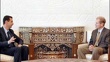 Syrian President Bashar Assad, left, receives Sen. Bill Nelson, D-Fla., in Damascus, Syria, Wed., Dec. 13, 2006. 
