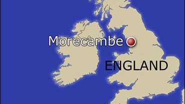 Morecambe Bay in northwest England, map 