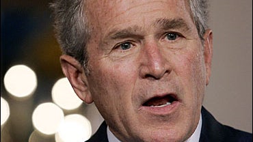 U.S. President George W. Bush speaks during a press conference with German Chancellor Angela Merkel at the White House January 4, 2007 in Washington, DC. 