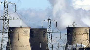 cooling towers at coal power station 