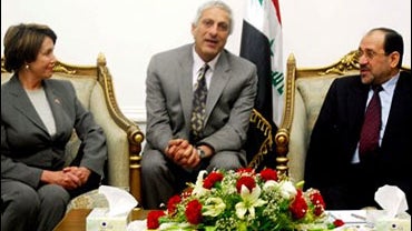 Iraqi Prime Minister Nouri al-Maliki and House Speaker Nancy Pelosi meet in Baghdad, Friday Jan 26, 2007, in this image released by the Iraqi Government. 
