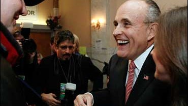Former New York City mayor Rudy Giuliani in Manchester, N.H. 