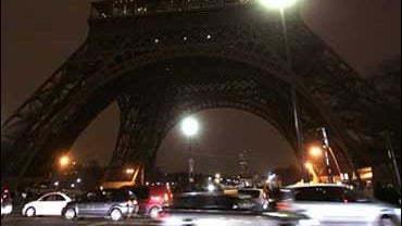 The Eiffel Tower is shown just after the 20,000 bulbs went out Thursday Feb. 1, 2007 at 7.55 p.m for five-minutes. The City of Light went dim when thousands of Parisians joined in a five-minutes "lights-out" campaign aimed at showing citizens concern over 