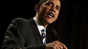 Democratic Presidential hopeful Sen. Barack Obama, D-Ill. speaks at the Democratic National Committee 