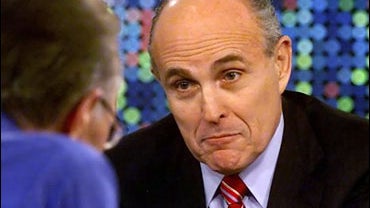 Former New York City mayor Rudy Giuliani talks about the 2008 presidential race as he is interviewed by talk show host Larry King 