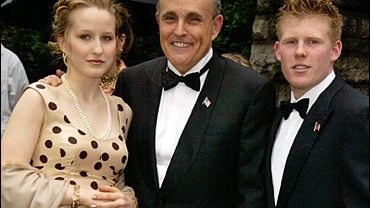 Caroline Giuliani, former mayor Rudolph Giuliani and his best man/son Andrew Giuliani at the wedding of Rudolph Giuliani and Judith Nathan at Gracie Mansion 