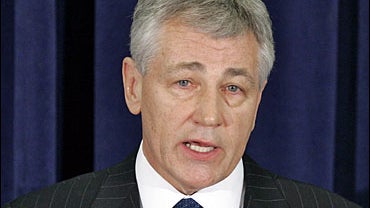 Sen. Chuck Hagel, R-Neb., speaks at a news conference regarding his political future., in Omaha, Neb. 