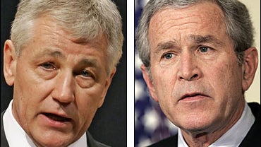 Chuck Hagel and President Bush 