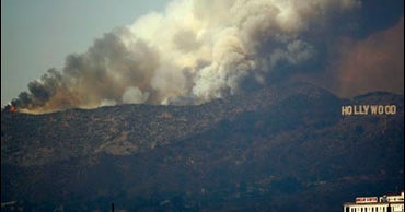 Wildfire Rages Near Famous Hollywood Sign - CBS News