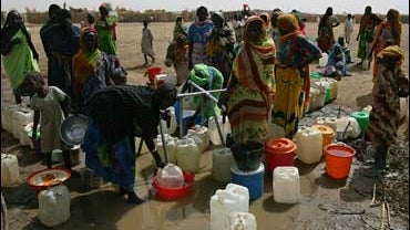 Women in a Darfur refugee camp 