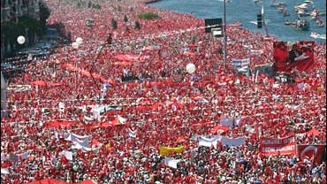 Pro-secular demonstration in Izmir, Turkey, attended by 1.5 million people. 