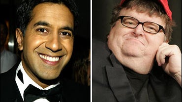 Dr. Sanjay Gupta and Michael Moore 