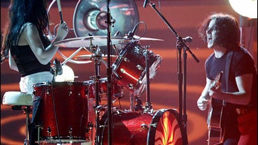 Jack White and Meg White (r-l) of The White Stripes perform during the 46th Annual Grammy Awards 