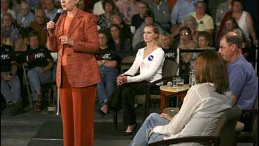 Democratic presidential hopeful Sen. Hillary Rodham Clinton, D-N.Y., speaks during a town hall meeting, Tuesday, Oct. 9, 2007, in Webster City, Iowa. Under a plan Clinton outlined Tuesday every citizen could get a 401(k) retirement account and up to $1,00 