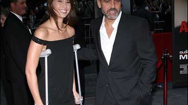 George Clooney And Friend After Accident 
