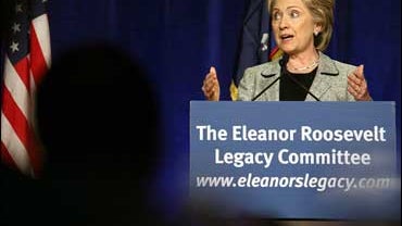 Presidential hopeful Sen. Hillary Rodham Clinton, D-N.Y., speaks at the 7th annual Eleanor Roosevelt Legacy committee luncheon, Monday, Oct. 15, 2007, in New York. 